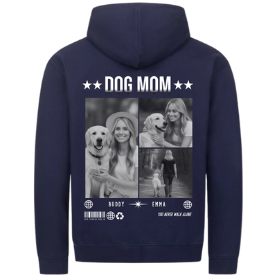 DOG MOM Photo Collage – Personalized Premium Zipper Hoodie with Custom Backprint