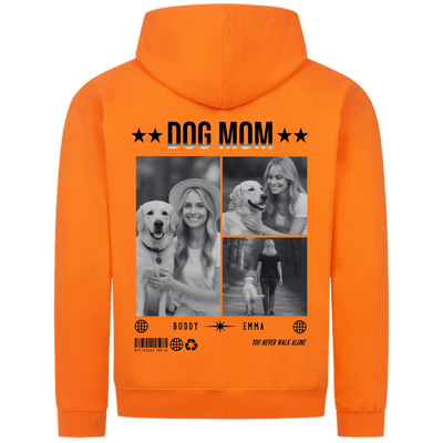 DOG MOM Photo Collage – Personalized Premium Zipper Hoodie with Custom Backprint