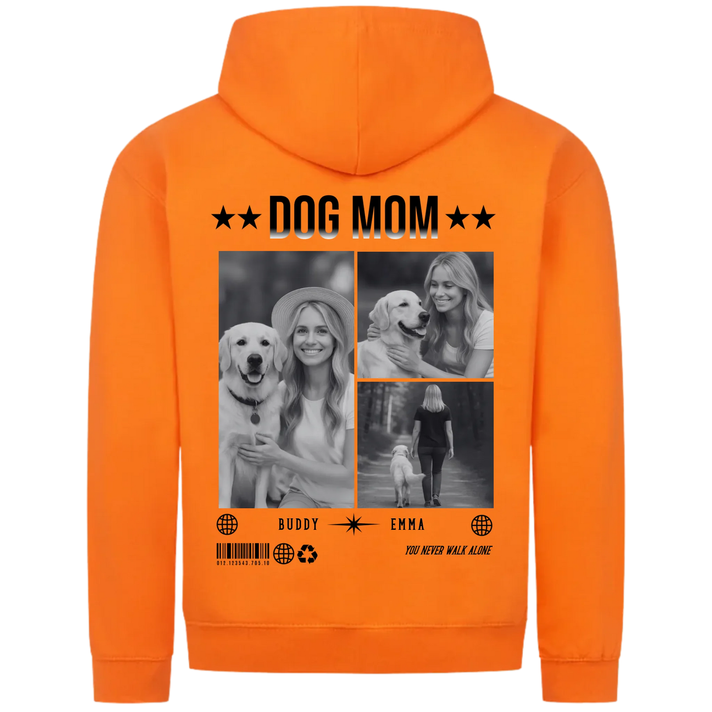 DOG MOM Photo Collage – Personalized Premium Zipper Hoodie with Custom Backprint