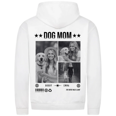 DOG MOM Photo Collage – Personalized Premium Zipper Hoodie with Custom Backprint