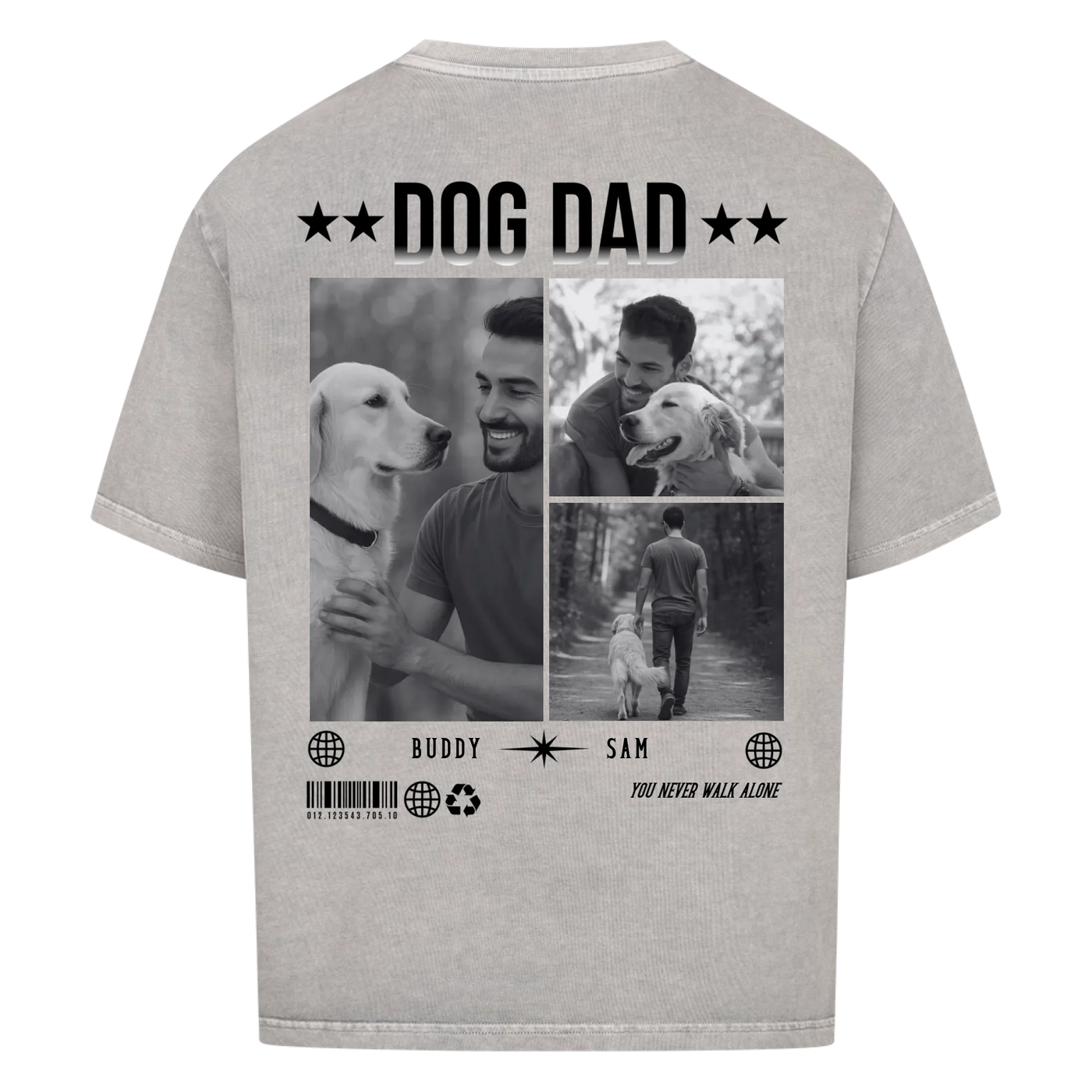 Dog Dad Photo Collage – Personalized Oversized Shirt with Custom Backprint