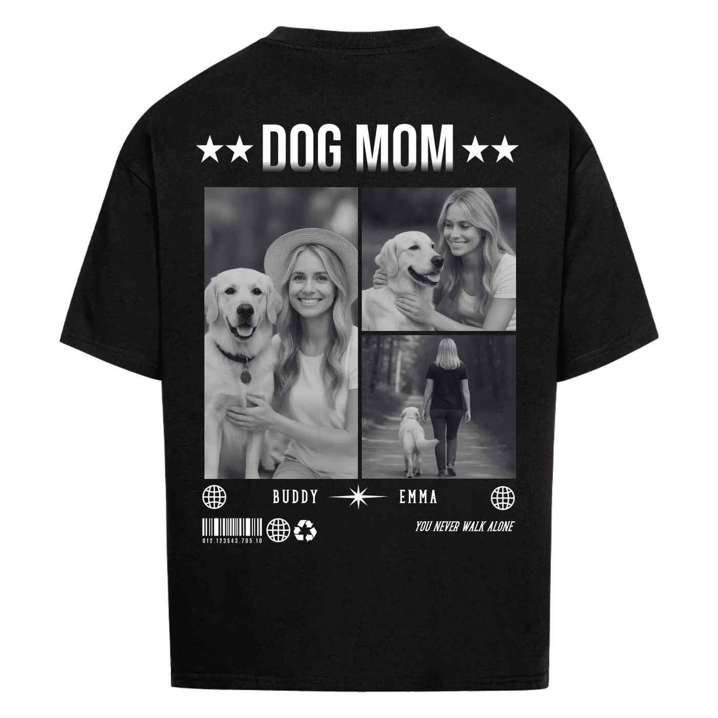 Dog Mom Photo Collage – Personalized Oversized Shirt with Custom Backprint