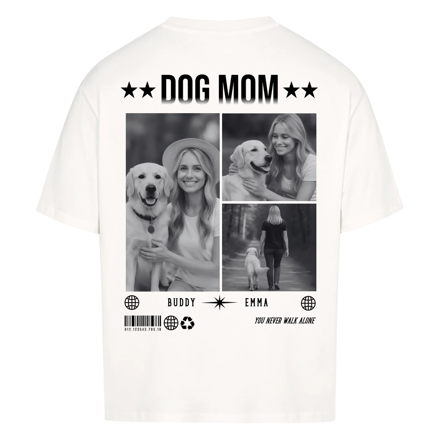 Dog Mom Photo Collage – Personalized Oversized Shirt with Custom Backprint