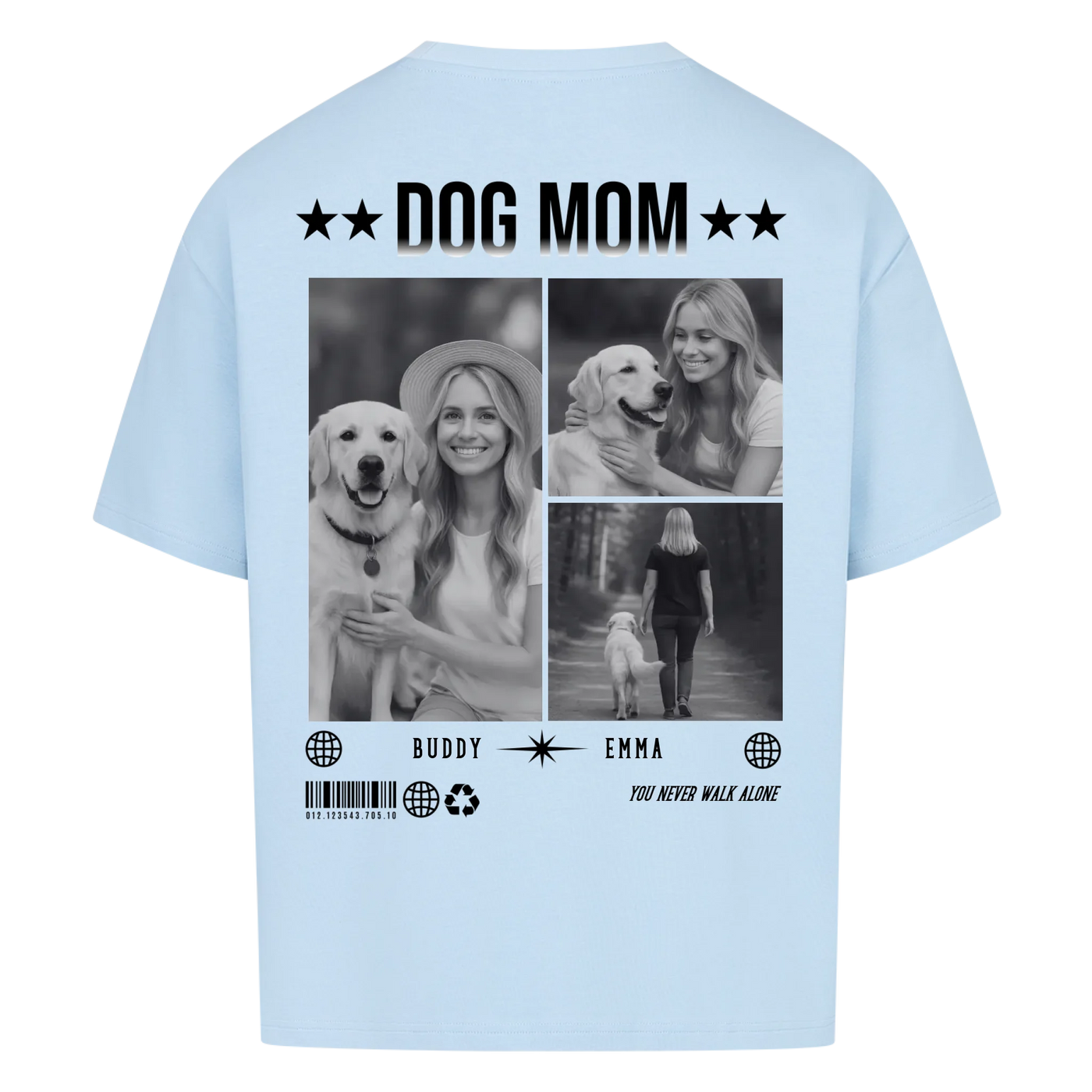 Dog Mom Photo Collage – Personalized Oversized Shirt with Custom Backprint
