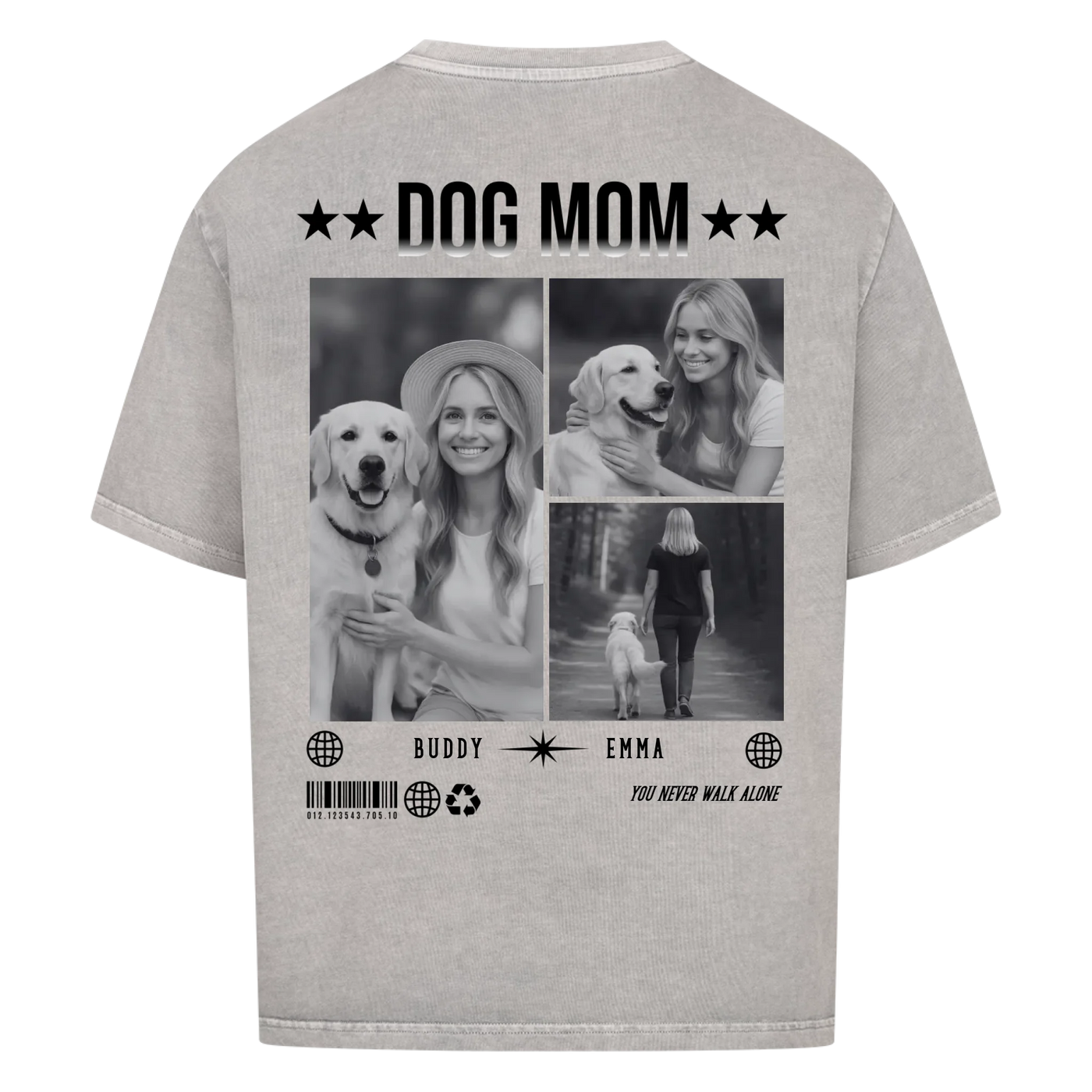 Dog Mom Photo Collage – Personalized Oversized Shirt with Custom Backprint