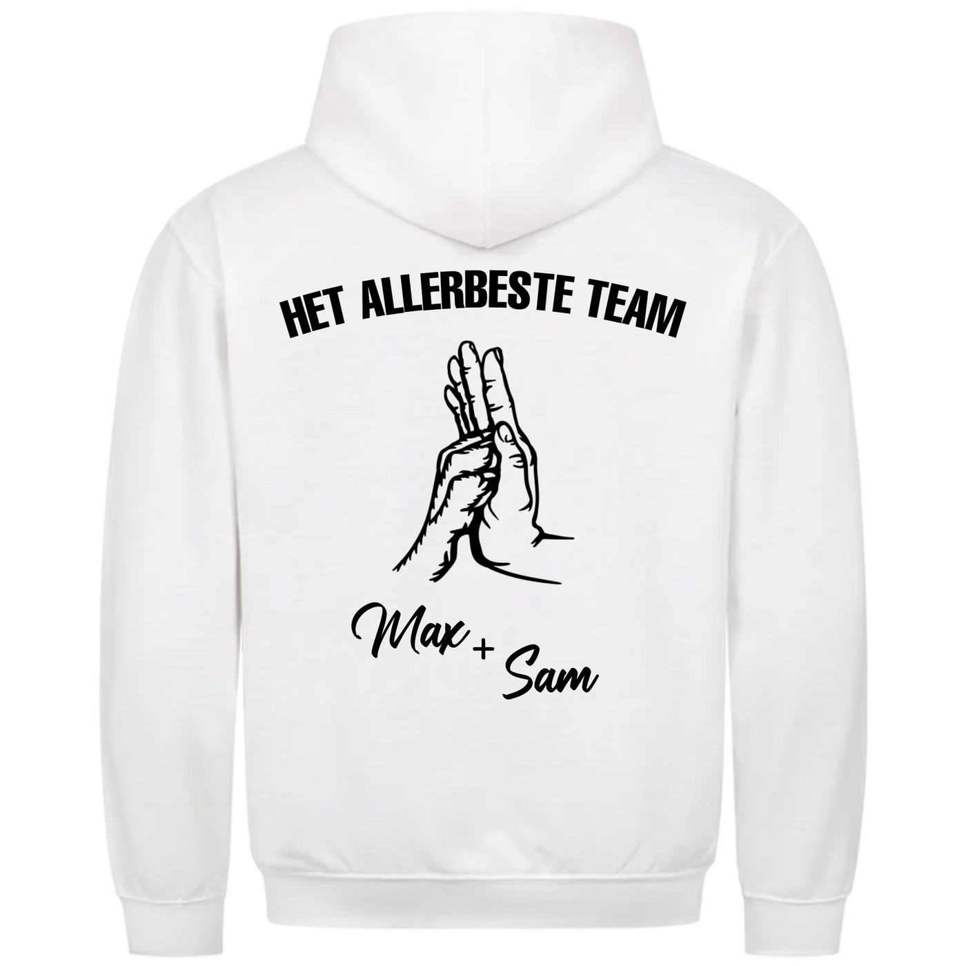 Het allerbeste team – Gepersonaliseerde Premium Hoodie met rugprint