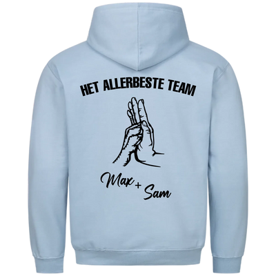 Het allerbeste team – Gepersonaliseerde Premium Hoodie met rugprint