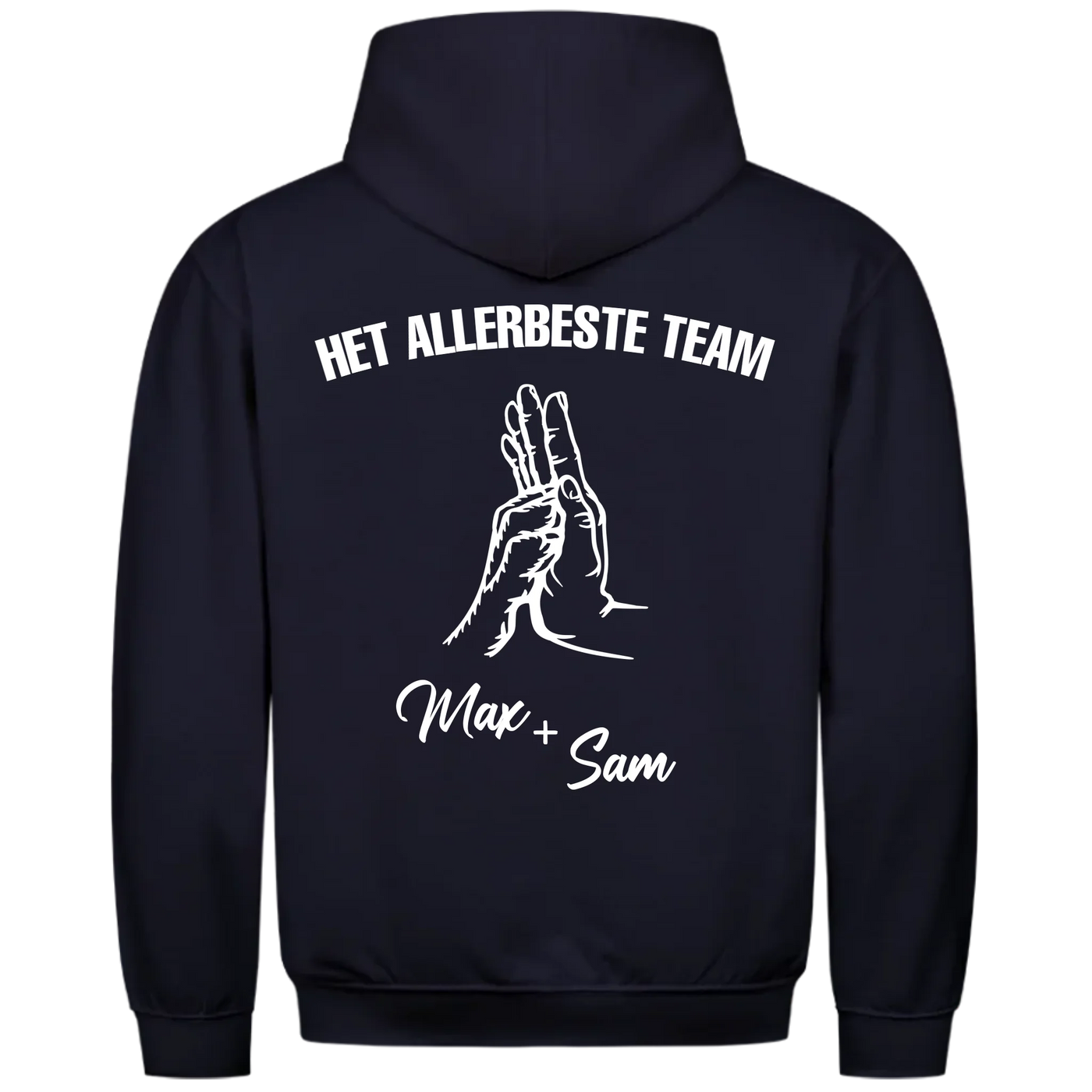 Het allerbeste team – Gepersonaliseerde Premium Hoodie met rugprint