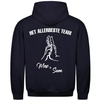 Het allerbeste team – Gepersonaliseerde Premium Hoodie met rugprint
