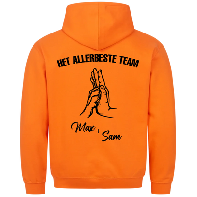 Het allerbeste team – Gepersonaliseerde Premium Hoodie met rugprint