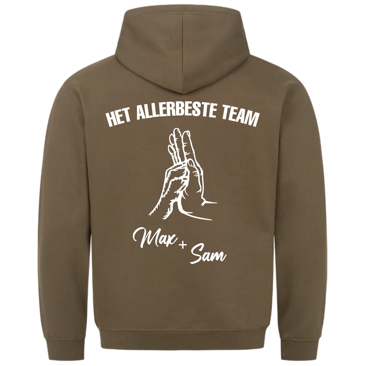 Het allerbeste team – Gepersonaliseerde Premium Hoodie met rugprint