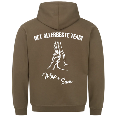 Het allerbeste team – Gepersonaliseerde Premium Hoodie met rugprint