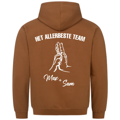 Het allerbeste team – Gepersonaliseerde Premium Hoodie met rugprint