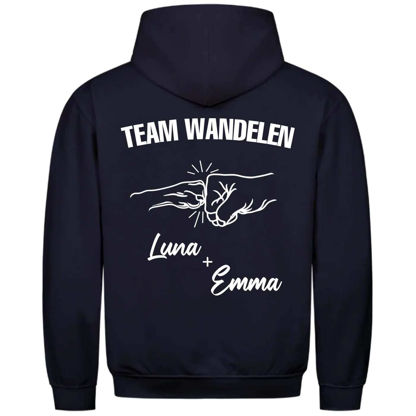 Team Wandelen – Premium Hoodie met Rugprint