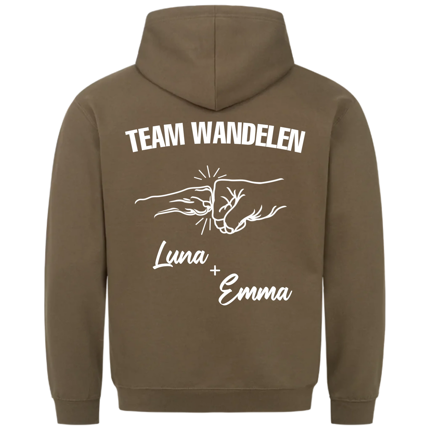 Team Wandelen – Premium Hoodie met Rugprint