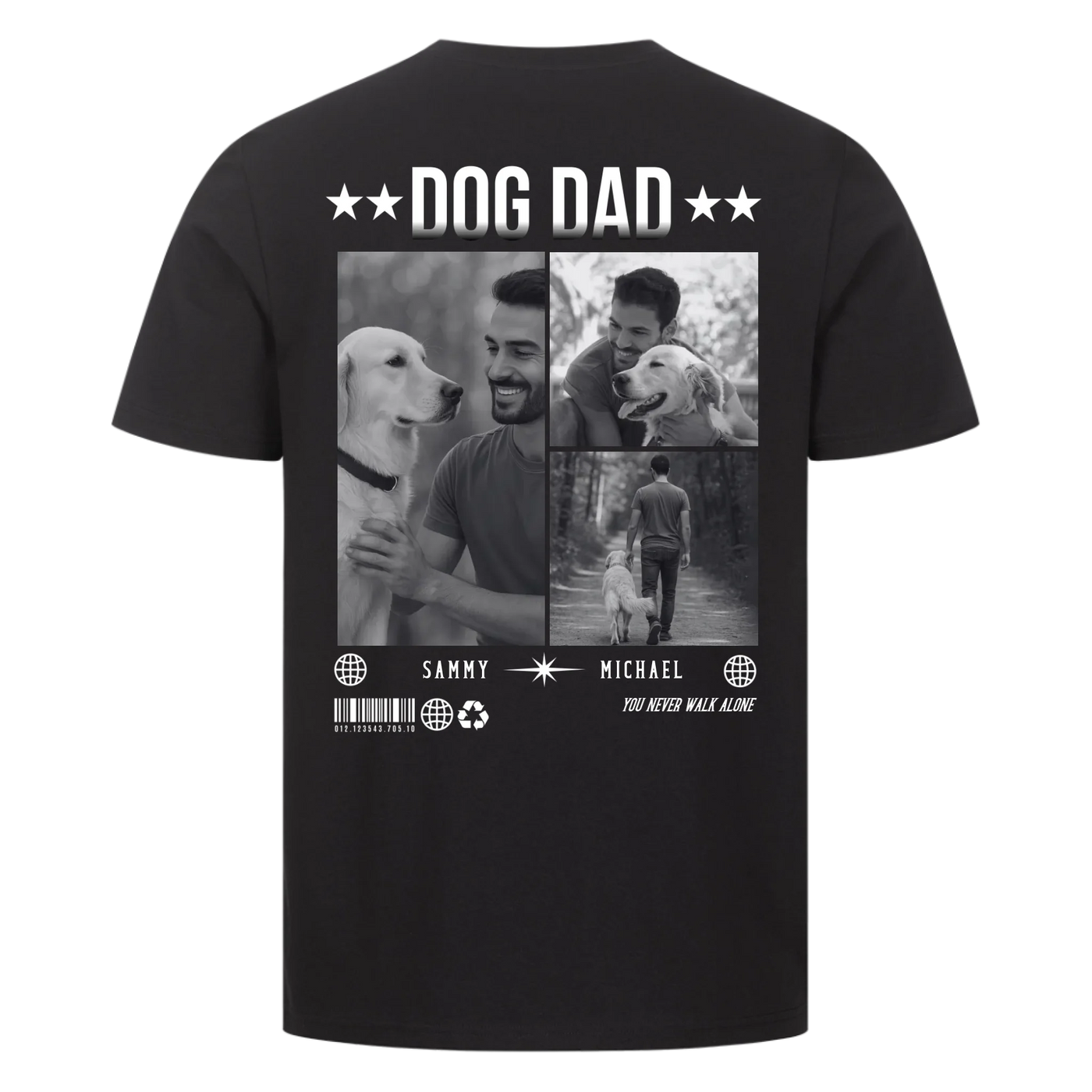 DOG DAD Fotocollage - Individuelles T-Shirt Unisex Rückendruck