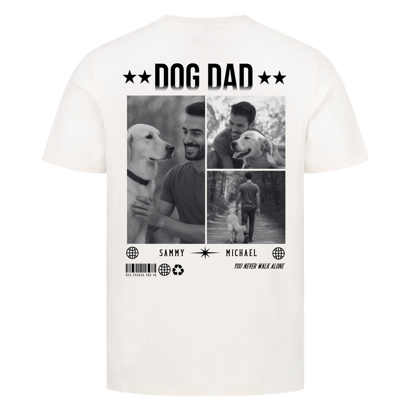 DOG DAD Fotocollage - Individuelles T-Shirt Unisex Rückendruck
