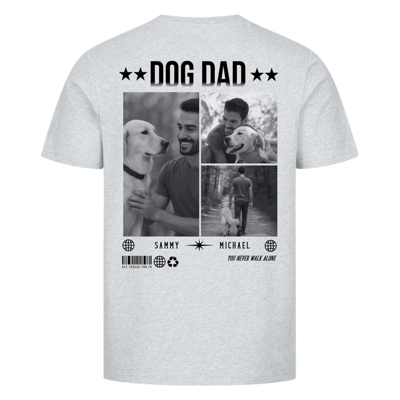 DOG DAD Fotocollage - Individuelles T-Shirt Unisex Rückendruck