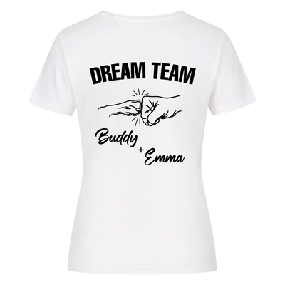 Dream Team Fauststoß - Individuelles Damen Shirt Rückendruck