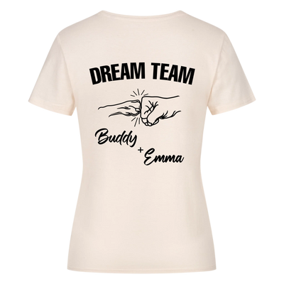Dream Team Fauststoß - Individuelles Damen Shirt Rückendruck