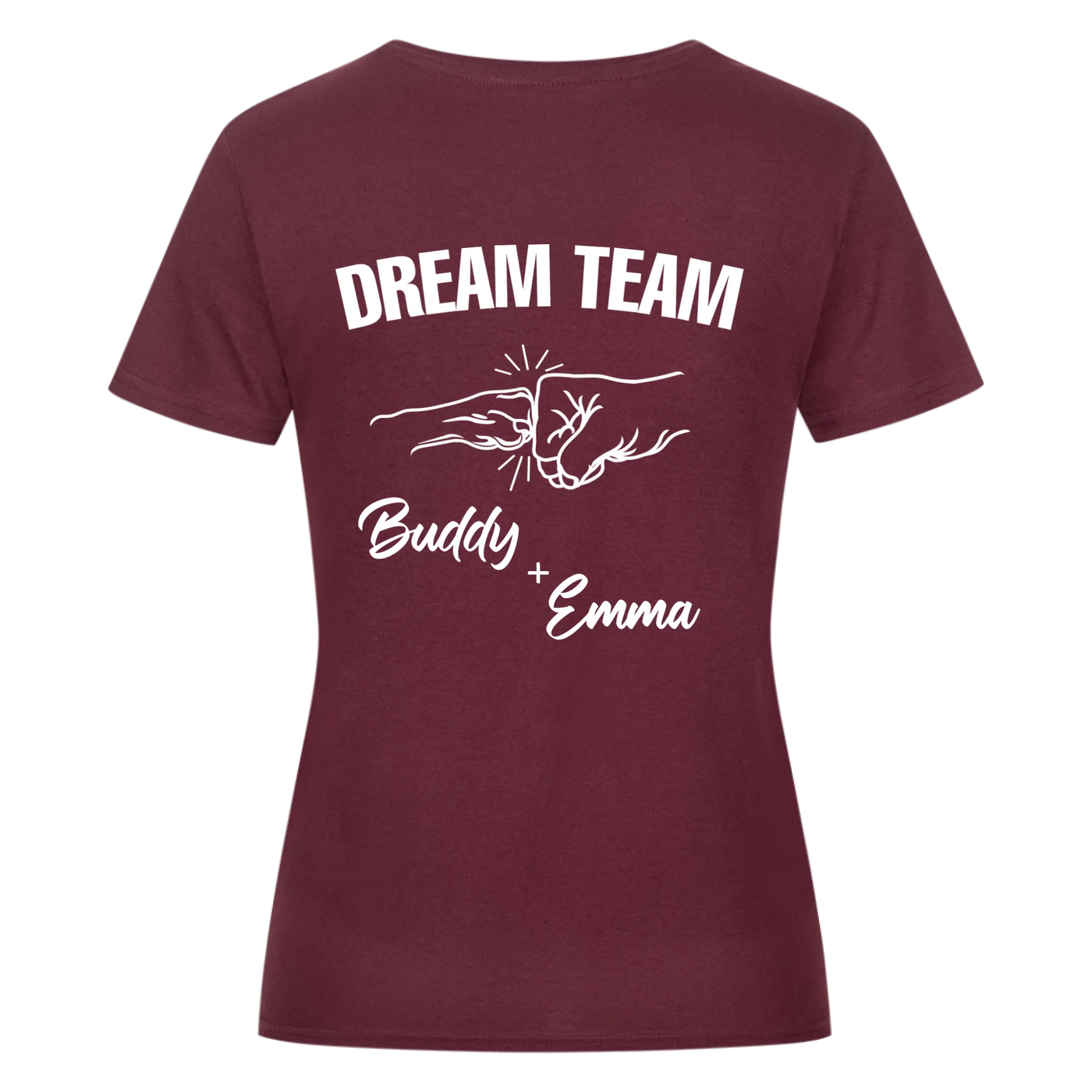 Dream Team Fauststoß - Individuelles Damen Shirt Rückendruck