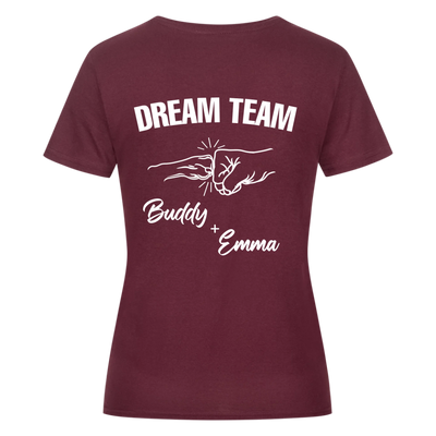 Dream Team Fauststoß - Individuelles Damen Shirt Rückendruck