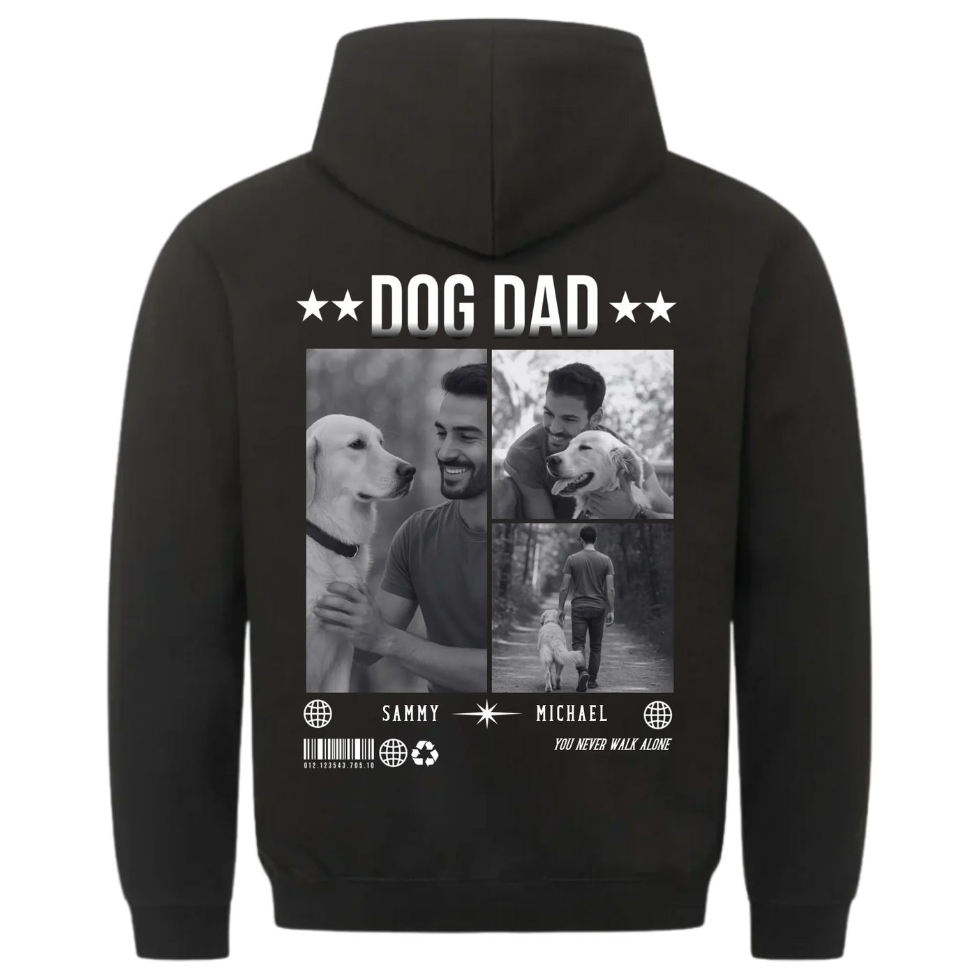DOG DAD Fotocollage - Personalisierbarer Hoodie Unisex Rückendruck