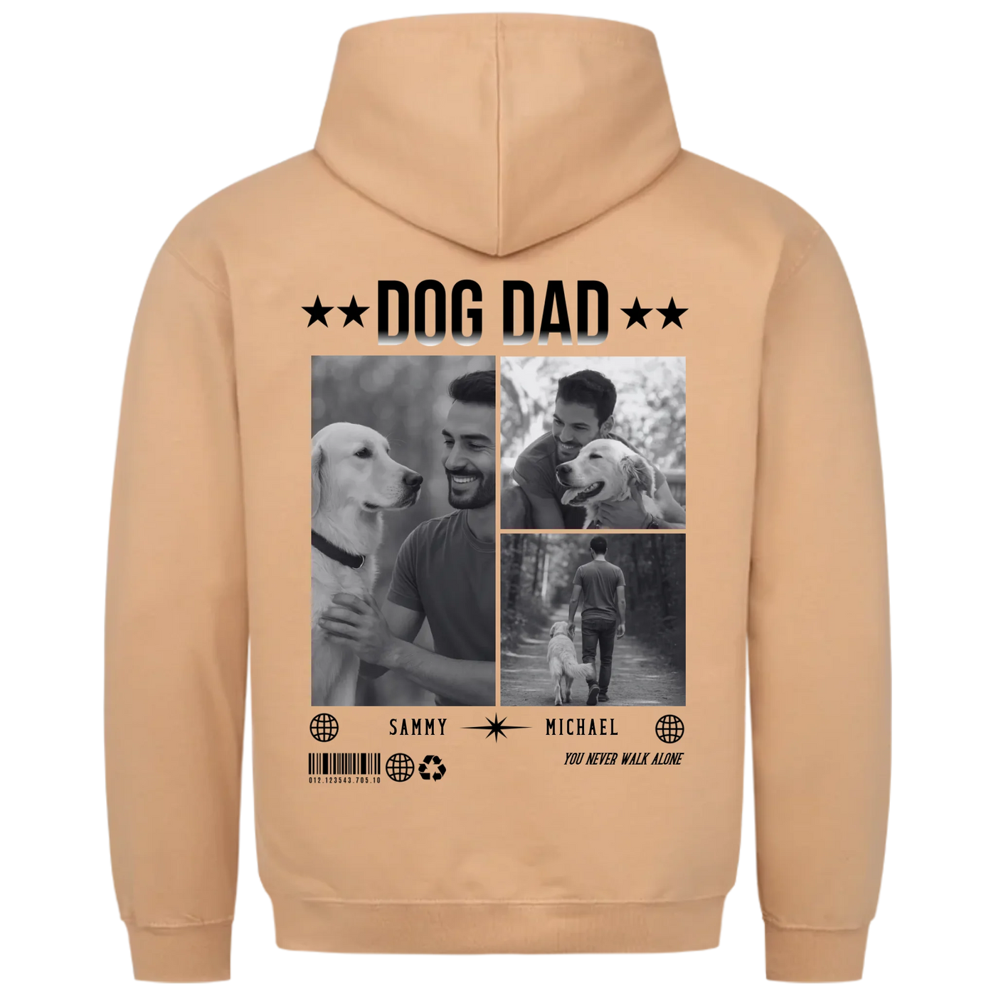 DOG DAD Fotocollage - Personalisierbarer Hoodie Unisex Rückendruck