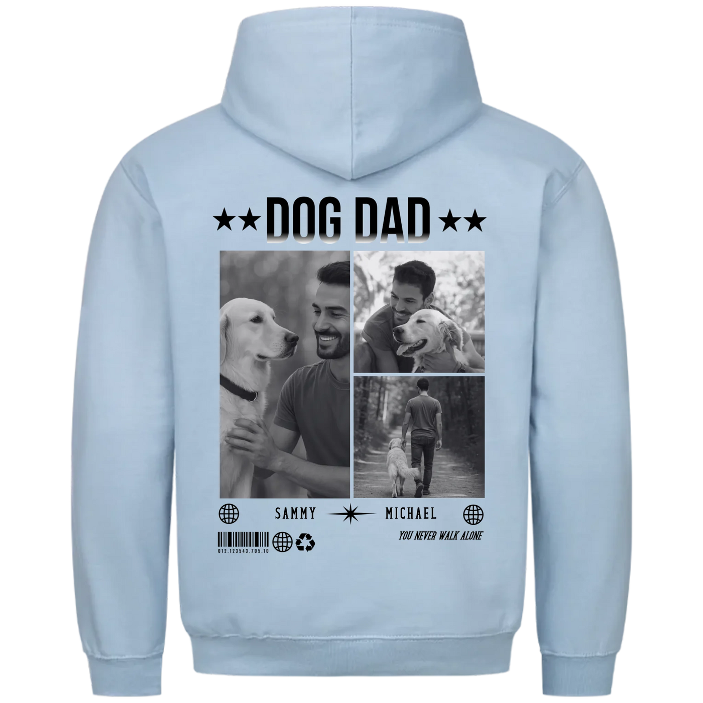 DOG DAD Fotocollage - Personalisierbarer Hoodie Unisex Rückendruck
