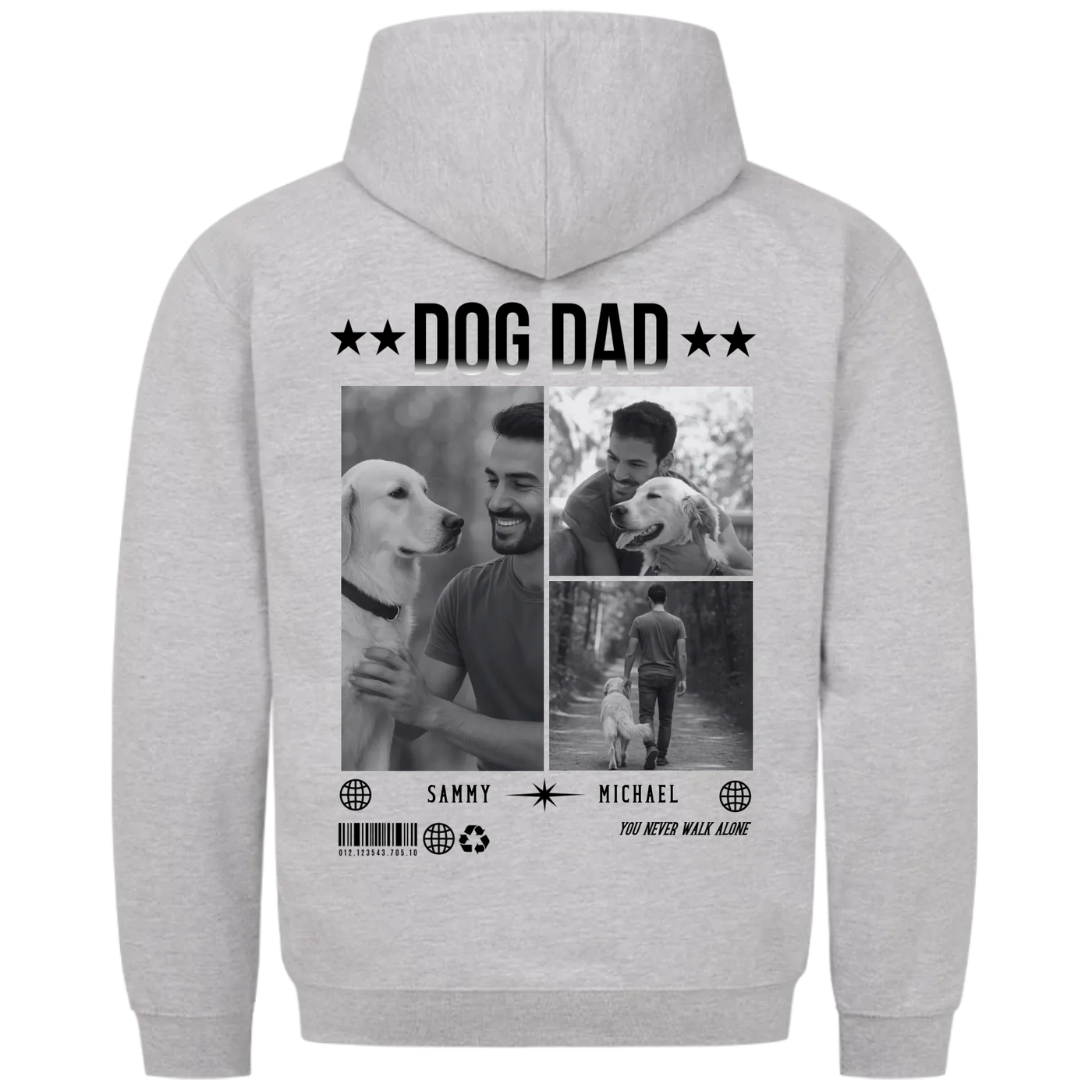 DOG DAD Fotocollage - Personalisierbarer Hoodie Unisex Rückendruck