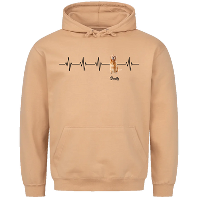 Mein Herzschlag für… – Personalisierbarer Premium Hoodie mit deinem Hund