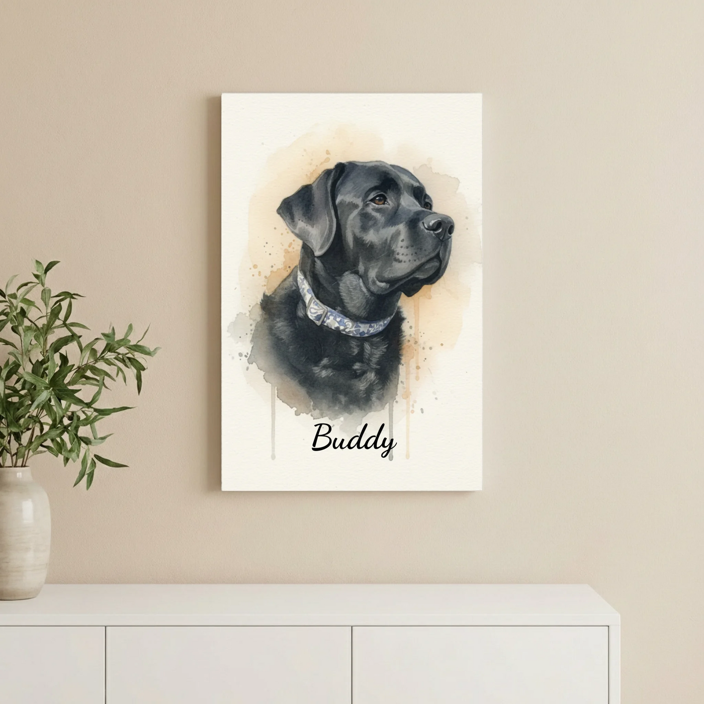 Mockup Leinwand 3-2 Wand beige Sideboard - 1024 x 1024px